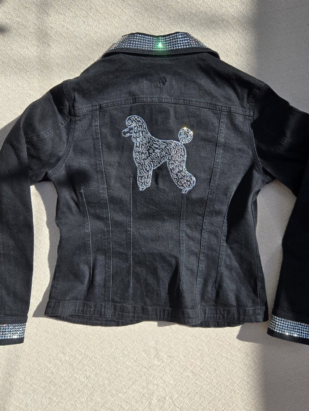 Embellished Black Denim Jacket with Crystal Trim